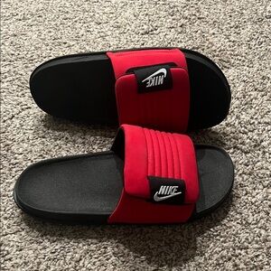 Like New, Only worn once Nike Black and Red Slide Sandals